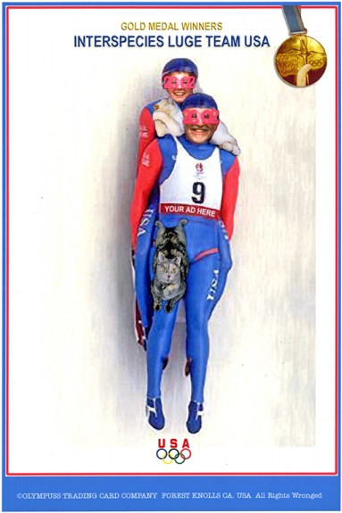 Interspecies Luge Team (2002 Holiday Card)